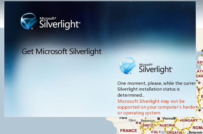 Impossibile installare Silverlight, non si possono visualizzare nuove mappe Bing